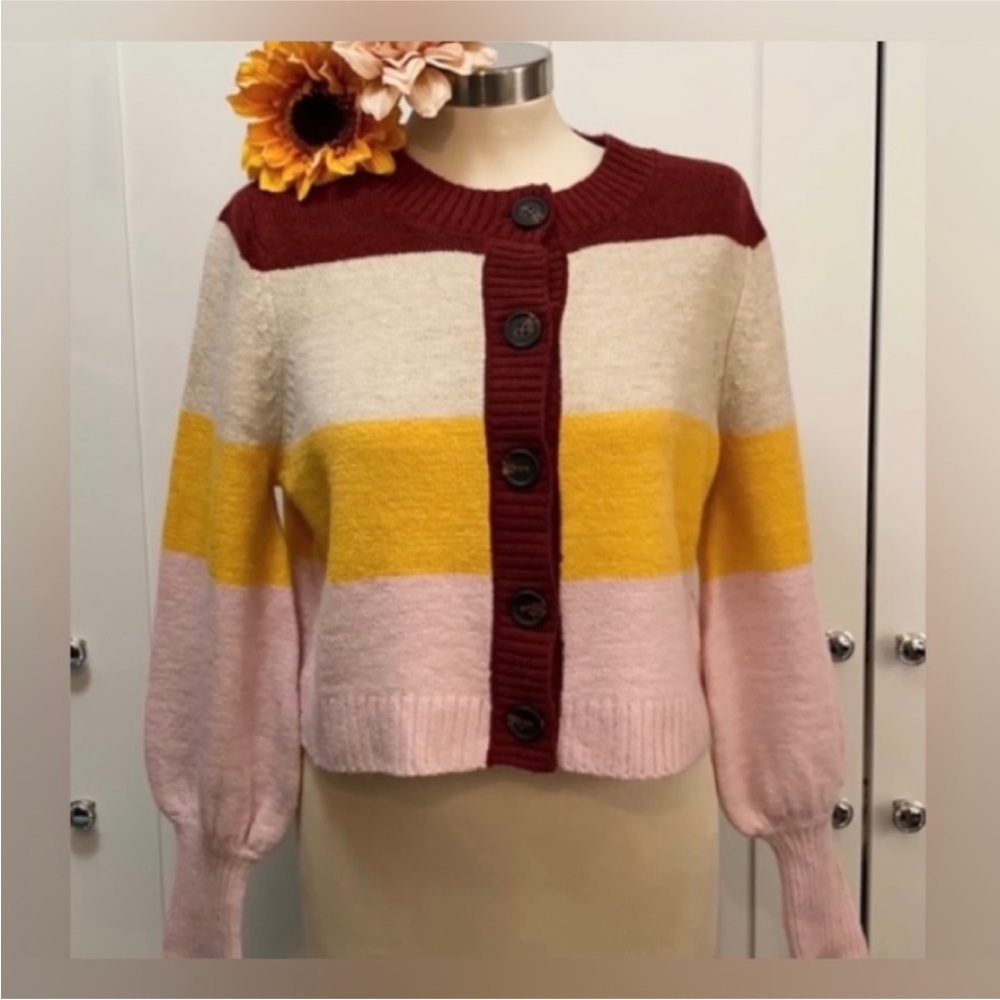 Striped Button Front Sweater Or Cardigan Sz XXL NEW! FIRM 50% OFF!
